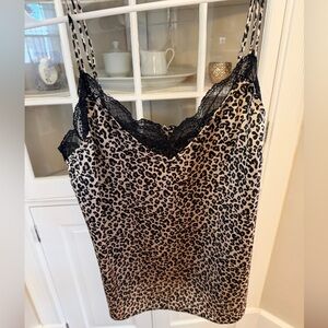 Abercrombie & Fitch Leopard Lace Trim Camisole Satin Cami Top Small